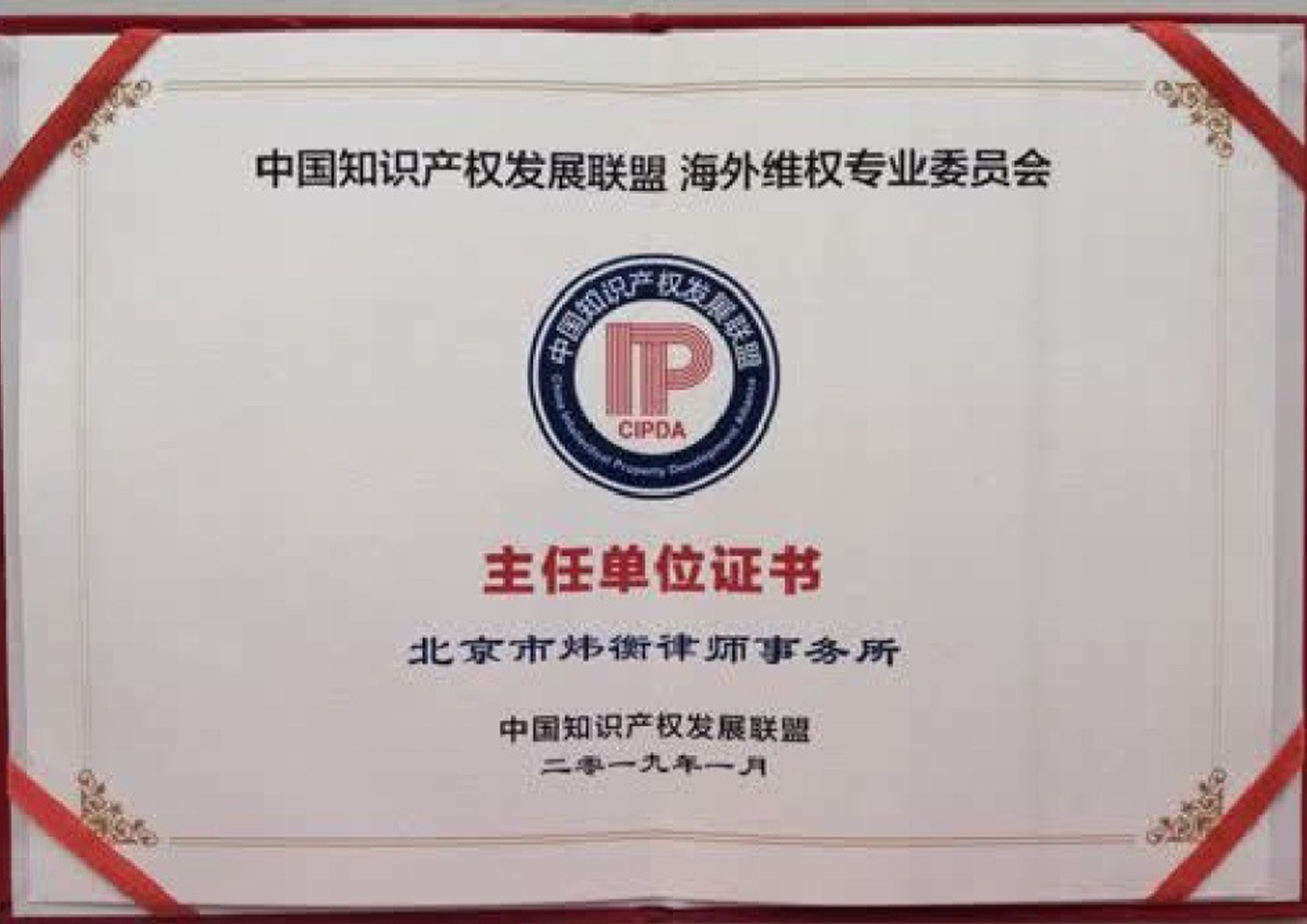 中国知识产权发展联盟海外维权专业委员会主任单位